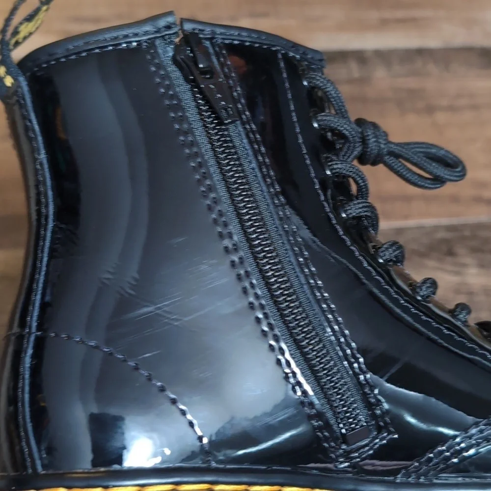Doc Martens 1460 J Patent Leather Combat Boots Size 2 Zipper Kids